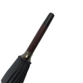 Good quality black pongee 23 inch advertisement auto open J  handle stick straight umbrella with logo prints